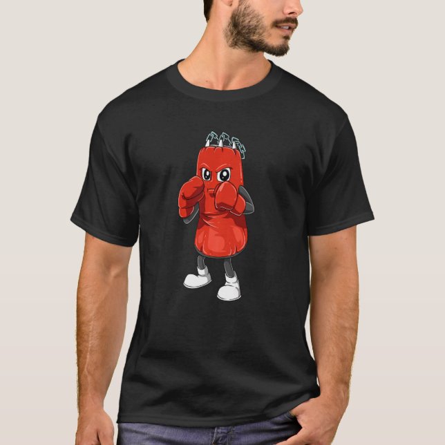Camiseta saco de pancada com luvas de boxe para um kickboxe (Frente)