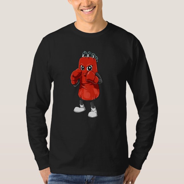 Camiseta saco de pancada com luvas de boxe para um kickboxe (Frente)