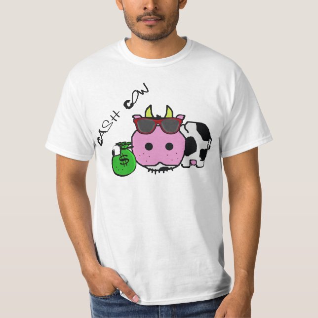 Camiseta Saco dos desenhos animados w/Money da vaca de (Frente)
