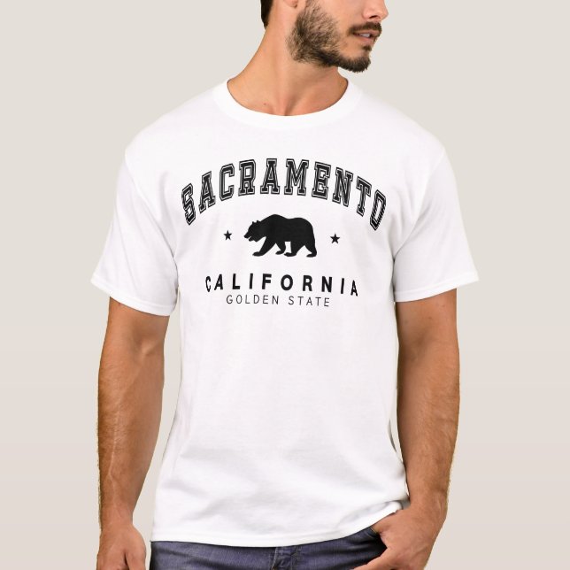 Camiseta Sacramento Branco masculino - Design do urso Grizz (Frente)