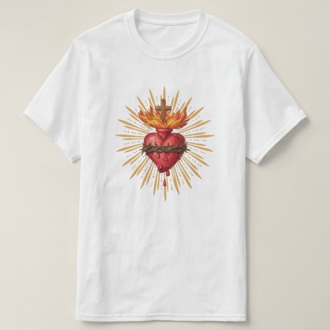 Camiseta Sacred Heart of Jesus Catholic Traditional (Frente do Design)
