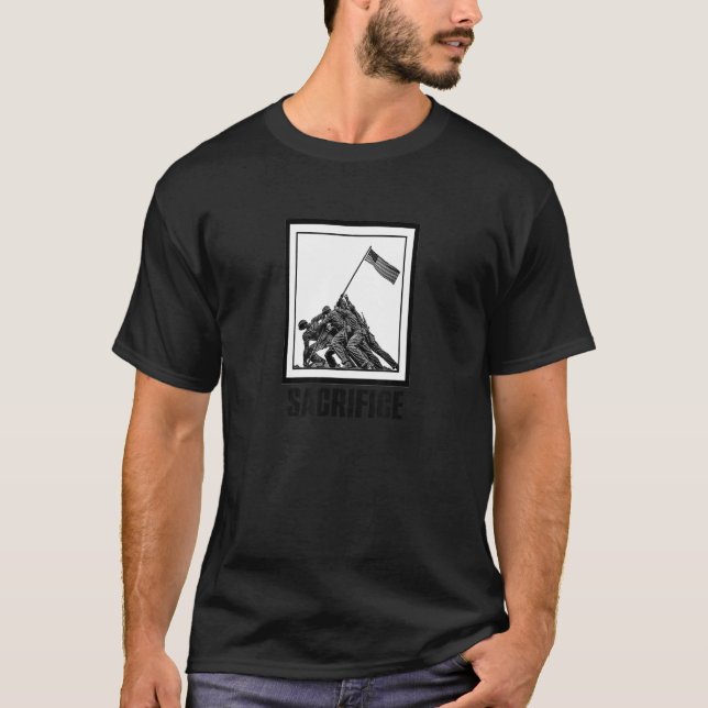 Camiseta Sacrifice Iwo Jima War Monument Photo Art USA Prou (Frente)