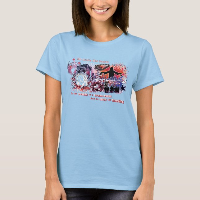 Camiseta Sacrifício por amor. Pare a hemorragia (Frente)