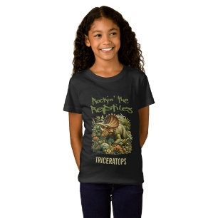 Camiseta Sacudindo os Répteis Dinossauro Triceratops