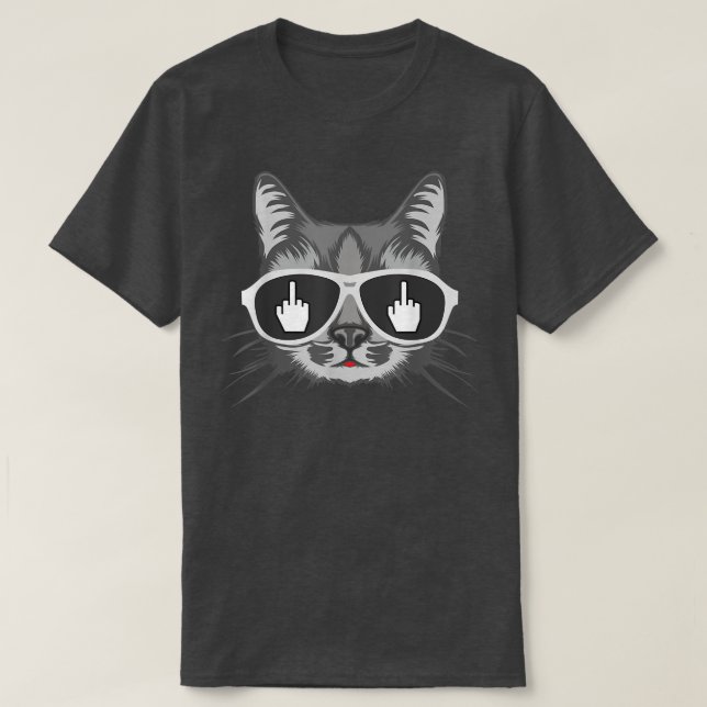 Camiseta Sacudir De Gato, Gato De Dedo Médio (Frente do Design)