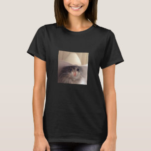 Camiseta Sad Cat Cowboy Meme Engraçado Piada Viral na Inter