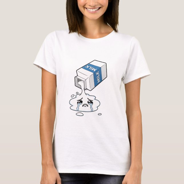 Camiseta Sad Crying Spilled Milk Carton Puddle Character (Frente)