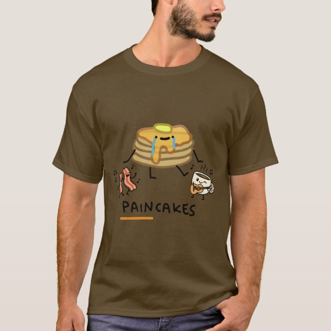 Camiseta Sad Paincakes - Funny Breakfast Food Pun & Kawaii  (Frente)