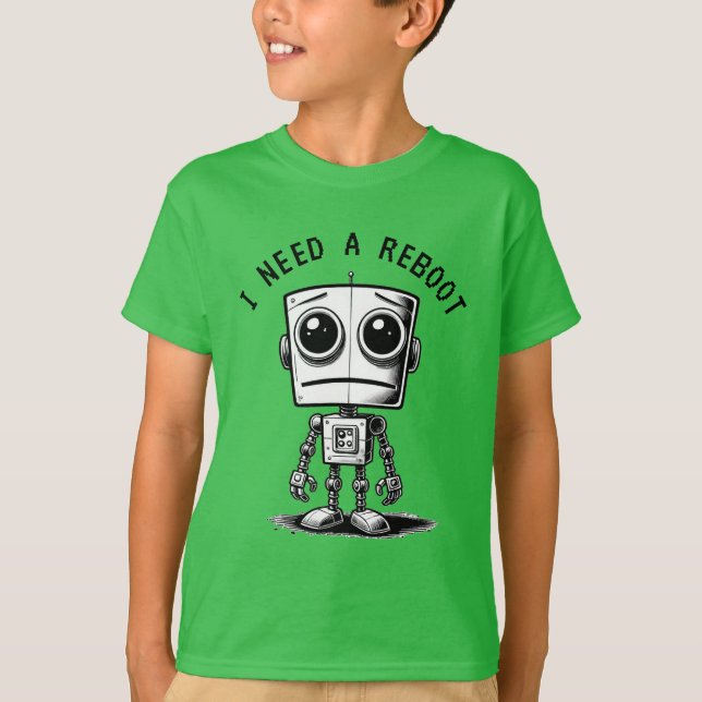 Camiseta Sad Robot - Preciso De Uma Reinicialização (Frente)