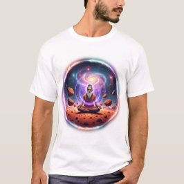 Camiseta Sadhu Cósmico: Arte Galáctico de Meditação em Mart