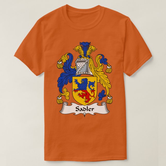 Camiseta Sadler Coat of Arms Family Crest  (Frente do Design)