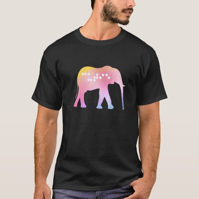 Camiseta Safari Animals Elephant Cutie Braille Pastel Kids  (Frente)