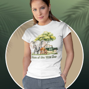 Camiseta Safari Jungle Mãe do Parto Um Aniversário