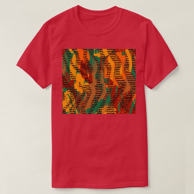 Camiseta Safari Misturado com Impressão tradicional african (Frente do Design)