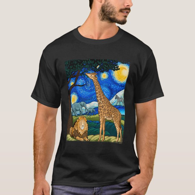 Camiseta Safari Night Starry Night Zoo Animal Art S (Frente)