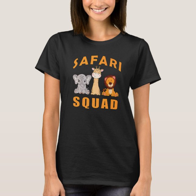 Camiseta Safari Squad baby elephant lion and giraffe   (Frente)