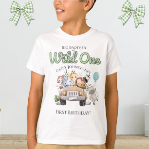 Camiseta Safari Wild One Aquarela 1º Aniversário com Título
