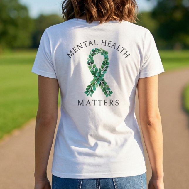 Camiseta Sage Green Botanical Back Print Mental Health (sage_green_botanical_back_print_mental_health_t_shirt)