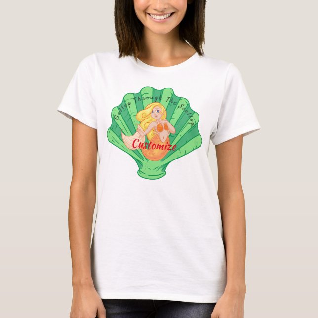 Camiseta Sage Green Scallop Shell Mermaid Thunder_Cove   (Frente)
