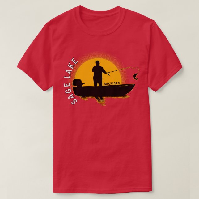 Camiseta Sage Lake Fisheries Michigan Sunrise (Frente do Design)