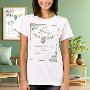 Camiseta Sage Verde Floral Borboleta Bebê em Flor 