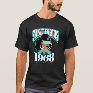 Camiseta Sagitário 1968 Turquesa Aniversário Afro Zodíaco Q