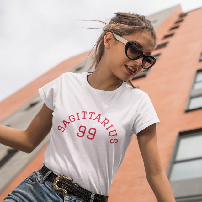 Camiseta Sagitário | Aniversário rosa (Criador carregado)