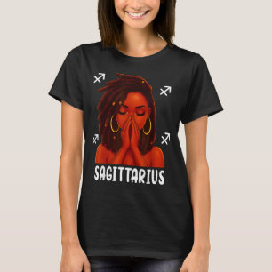 Camiseta Sagitário Mulher Preta Bloqueada Reza Zodíaco Cris