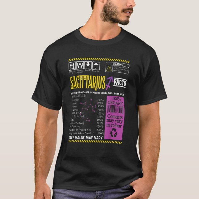 Camiseta Sagitário Sagitário Fatos Zodiac Sinal (Frente)