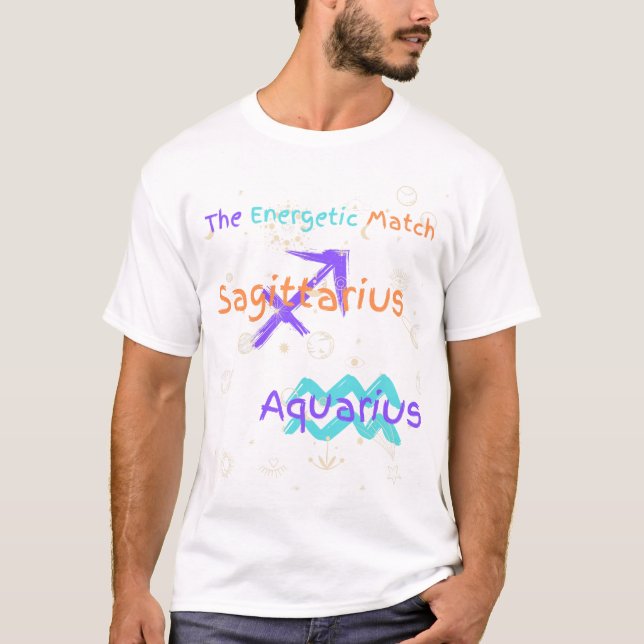 Camiseta Sagittarius Aquarius Casal T-Shirt Zodiac (Frente)