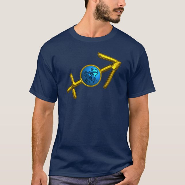 CAMISETA SAGITTARIUS, DOURADO SINAL DE ANIVERSÁRIO ZODIÁTIC (Frente)