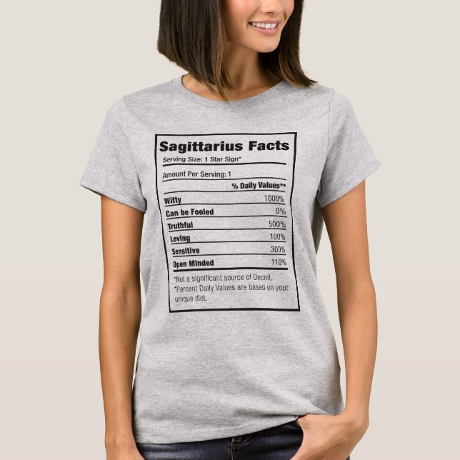 Camiseta Sagittarius Nutrition Fact Zodiac T-Shirt (Frente)