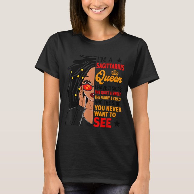 Camiseta Sagittarius Queen African American Loc'd Woman Zod (Frente)