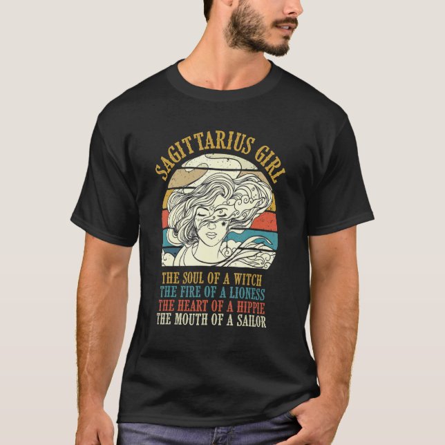 Camiseta Sagittarius Rapariga Zodiac Sinal de Aniversário H (Frente)