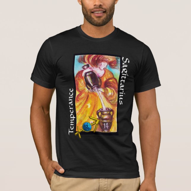 CAMISETA SAGITTARIUS, SINAL DE ANIVERSÁRIO ZODIAC DE TEMPER (Frente)