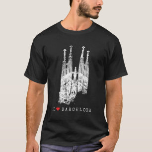 Camiseta Sagrada Família Skyline Espanha Fan I Love Barcelo