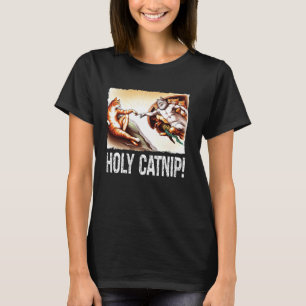 Camiseta Sagrada Gatinha Pintura Paródia para Mães de Gatos