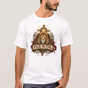 Camiseta Sagrado Emblema Cristão Sem Medo do Mal