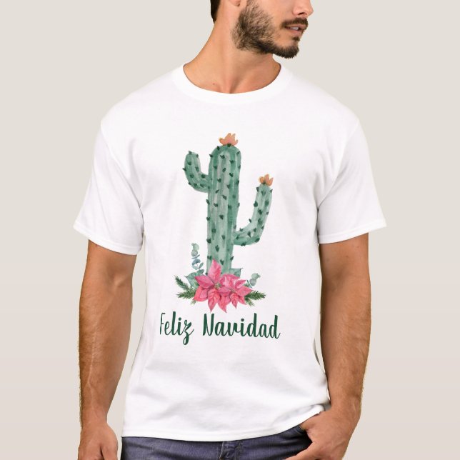 Camiseta Saguaro Cactus de Natal Feliz Navidad (Frente)