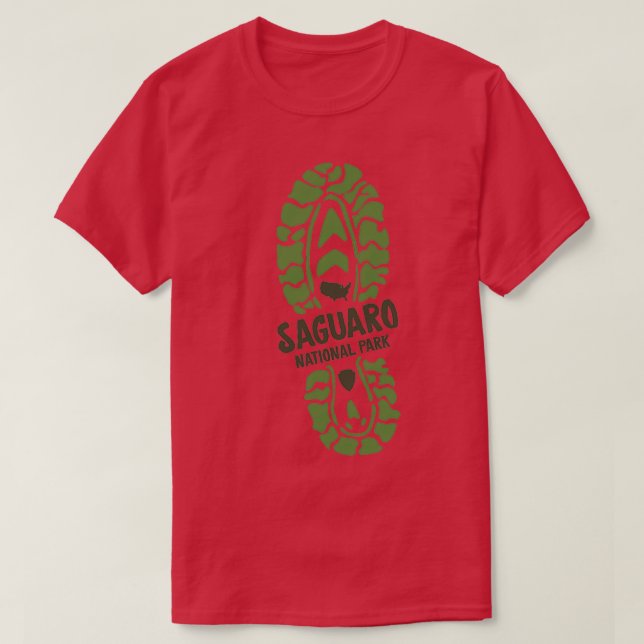 Camiseta Saguaro National Park Arizona AZ Hiking Boot Impre (Frente do Design)