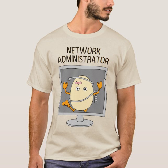 Camiseta Saia-T do Egghead Administrador de Rede (Frente)