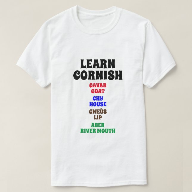 Camiseta Saiba Cornish - Goat, House, Lip, River Mouth (Frente do Design)