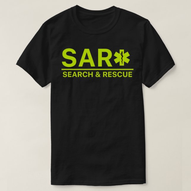 Camiseta Saída EMS SAR SAR para pesquisa e salvamento na FR (Frente do Design)