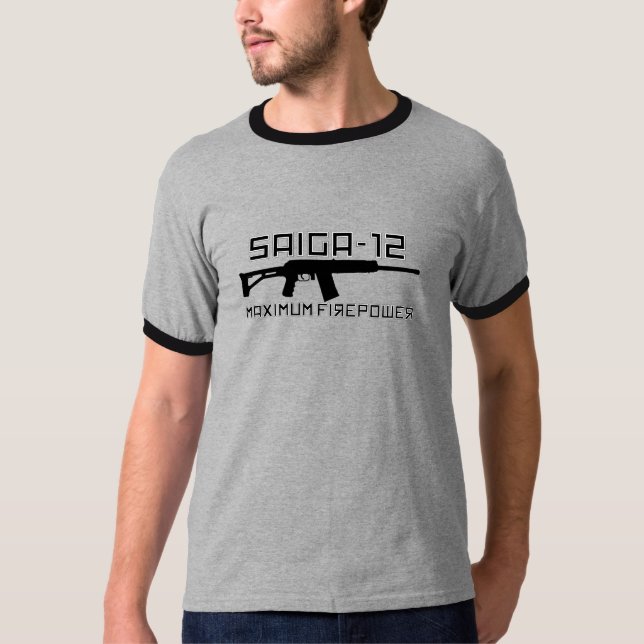 Camiseta Saiga 12 - Potência de fogo máxima (Frente)