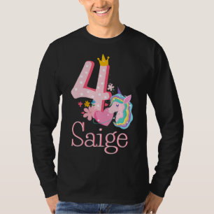 Camiseta Saige Unicorn Lover 4th Bday Celebration Happy Bir