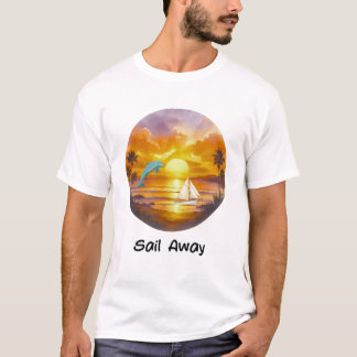 Camiseta Sail Away Sunset T-Shirt | Dolphin & Sailboat Ocea