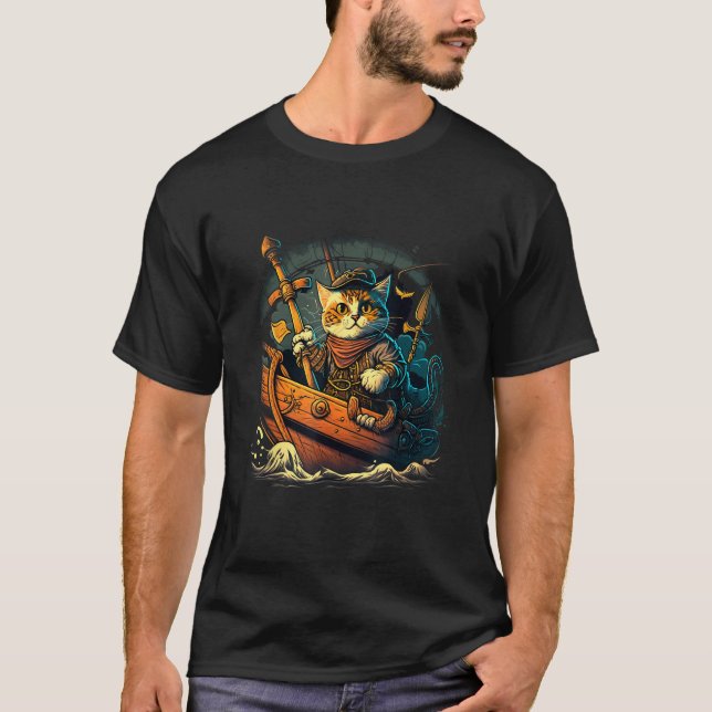 Camiseta Sail the Seven Seas with Pirate Cat Design for Ani (Frente)