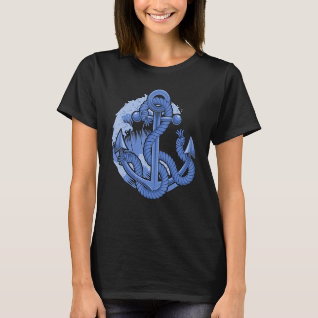Camiseta Sailboat Anchor Waves Ocean Sailor Skipper Sailing (Frente)