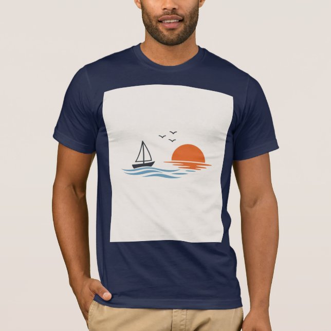 Camiseta Sailboat Sunset Minimal (Frente)