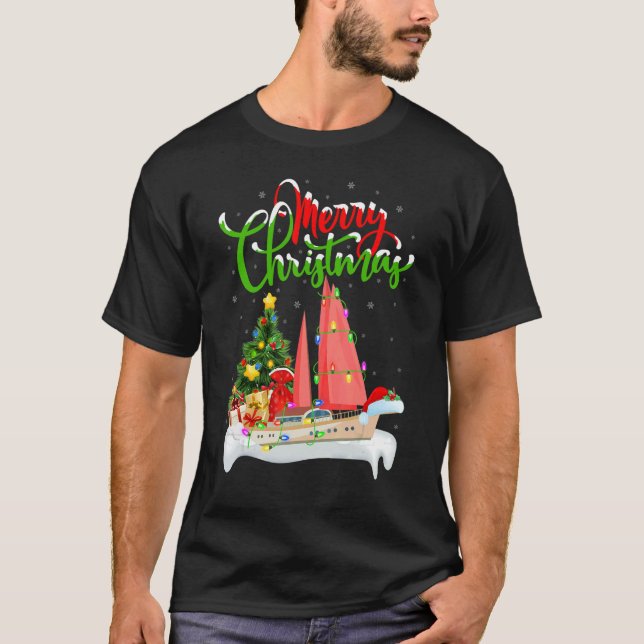 Camiseta SailBoat  Xmas Decorations Santa SailBoat Christma (Frente)